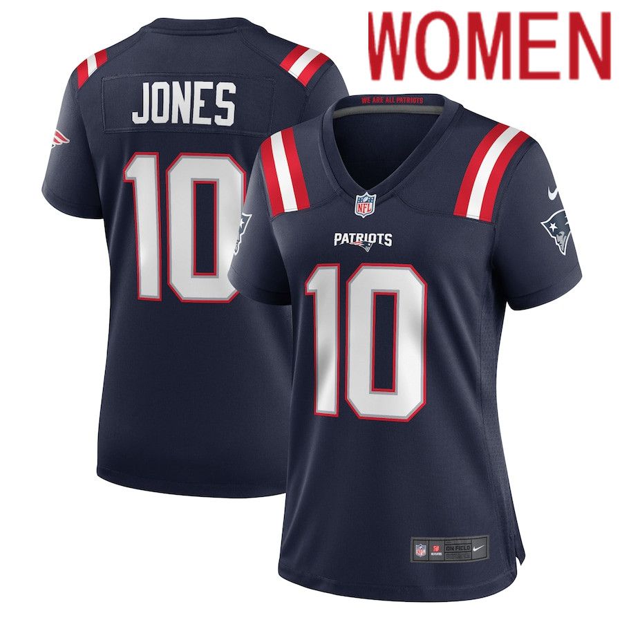 Women New England Patriots #10 Mac Jones Nike Navy Team Game NFL Jersey->women nfl jersey->Women Jersey